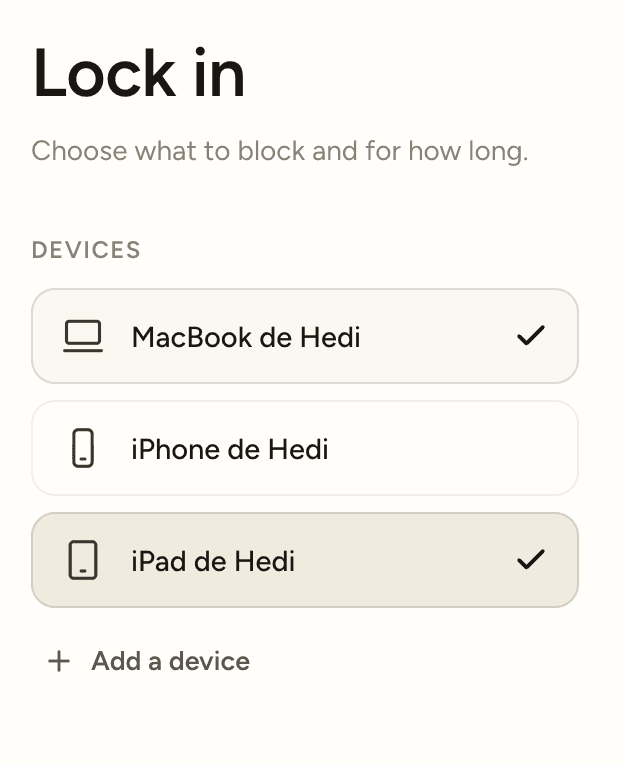 Select your devices